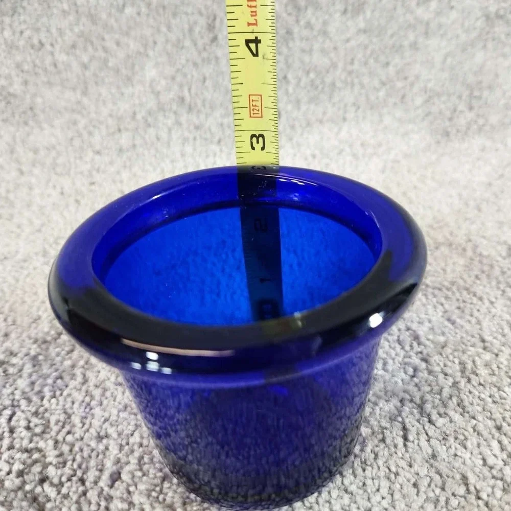 Cobalt Blue Glass Tapered Votive Candle Holder Round Home Decor